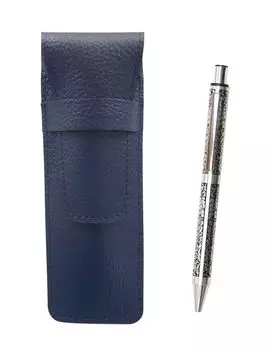 2 pack grained leather pencil case blue NQ30 thick shaft metal straight knock ballpoint pen set grape SASL-NQ30B-V-2