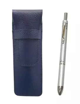 2 pack grained leather pencil case blue 3 mecha silver set SASL-3MS-2