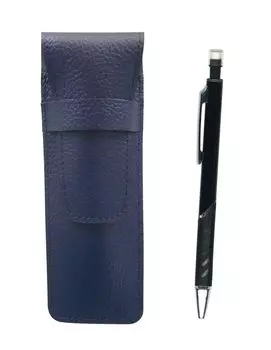 2 Pack Grained Leather Pencil Case Blue Metal Color Mechanical Pencil Black SASL-SI2067SP-B-2