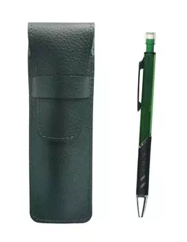 2 Pack Grained Leather Pencil Case Moss Green Metal Color Mechanical Pencil Green SASMG-SI2067SP-G-2