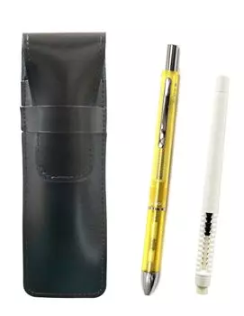 2 Pack Slim Cowhide Pencil Case Black Eraser White and 3 Mecha Japan Clear Set Yellow Pen-shaped T23-ASBMC46W-CL3M-Y-2 жёлтый