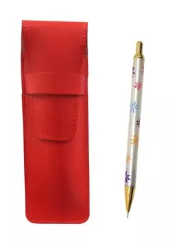 2 Pack Slim Cowhide Pencil Case Red Floral Mechanical Pencil Set T23-ASR-HS380S-2