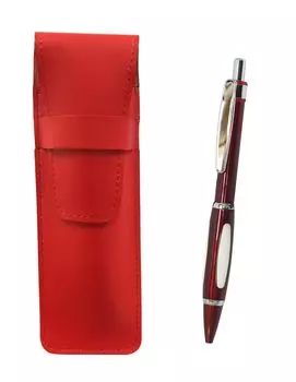 2 Pack Slim Cowhide Pencil Case Red Metal Scorpion Shocking Ballpoint Pen Set Red T23-ASR-B989A-R-2