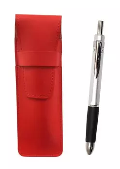 2 Pack Slim Cowhide Pencil Case Red Triangle 3 Mechanical Rubber Silver Set T23-ASR-TR3MS-2