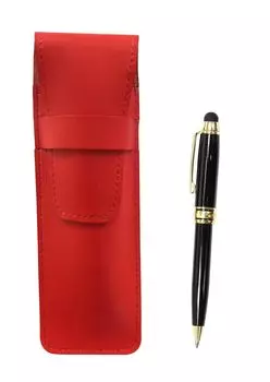 2 Pack Slim Cowhide Pencil Case Red Smartphone Touch Metal Mini Retro Rotating Ballpoint Pen Set T23-ASR-TK66A-2