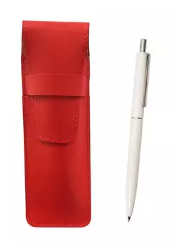 2 Pack Slim Cowhide Pencil Case Red AP150 1965 Reprint Edition Ladies Mechanical Pencil Set with Knock Type Metal Clip White T23-ASR-AP150S-W-2