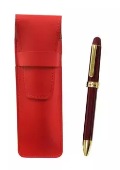 2 Pack Slim Cowhide Pencil Case Red 2 Color Rotating Ballpoint Pen 2C600 Set Red T23-ASR-2C600-R-2