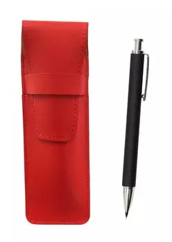 2 Pack Slim Cowhide Pencil Case Red Extruded Rubber Shaft Brass Knock Mechanical Pencil Set Black T23-ASR-HS301S-2