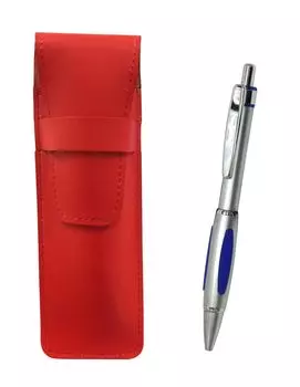 2 Pack Slim Cowhide Pencil Case Red Metal Scorpion Shocking Ballpoint Pen Set Silver T23-ASR-B989A-S-2