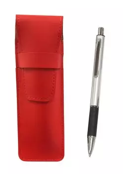 2 Pack Slim Cowhide Pencil Case Red Metal Pitch Grip Mechanical Pencil Silver & T23-ASR-WZS2062SP-2