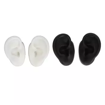 2 Pair 3D Silicone Ear Model Soft Flexible Left Right Ear Simulated Fake Model Practice Tool for