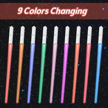 2 Pair Lightsaber Chopsticks Light Up LED 9 Colorful Color Changing Chopsticks Transparent ABS Lightweight and Chopsticks