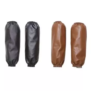 2 Pair Reusable Waterproof Arm Sleeves Covers PU Leather Oversleeves for Kitchen Dish Washing Cleaning Dog Grooming Painting чёрный