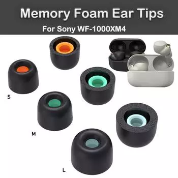 2 pairs Nano Coating Soft Ear Plugs Pads Sound Insulation Ear Tips Cushion Earbuds for WF-1000XM4 M серый
