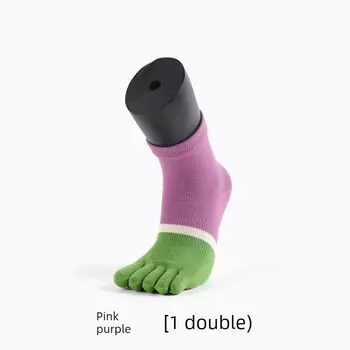 2 Pairs of Meikan Yoga Socks Non-Slip Professional Women Five-Finger Socks Tube Pilates Adult Adult Room Socks Pink purple