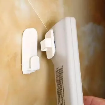 2 Pairs Plastic Sticky Hooks Set TV Air Conditioner Remote Control Holder Hanging Rack Wall Storage Holder for Keys Organizer