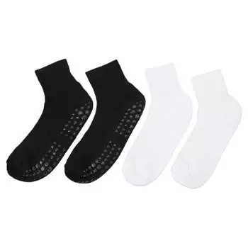 2 Pairs Wide Socks with Grips Men Women Non Binding Socks High Stretch Socks Black and White Large