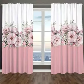 2-панельная занавеска с цветочным букетом пионов - элегантное украшение для гостиной, затемняющая спальня, водонепроницаемая занавеска для душа в ванной, комплект 2x50W130H(CM)40x51in&Hook
