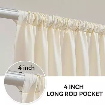 2 панели цвета слоновой кости, занавески для фона, плотные, не мнется, полиэстеровые свадебные шторы для дня рождения, фотосессии, вечеринки, украшения дома 2 Panels W1.5XH2.45M&Rod Pocket слоновая кость