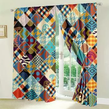 2 панели Хиппи Бохо Шторы Абстрактная текстура Мандала Цветы Богемные шторы Декор комнаты Домашний декор Спальня Гостиная Окно 2x50W130H(CM)&Grommet Top