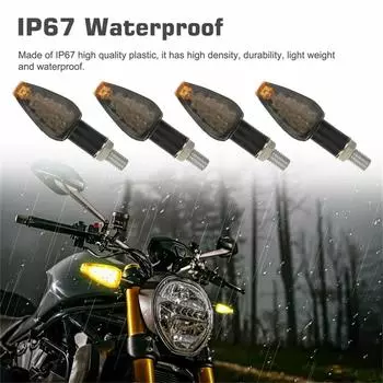 2 пары 14 светодиодных передних и задних поворотников для мотоцикла с холодной янтарной лампой, универсальный указатель поворота для мотоцикла 12 В, совместимый с аксессуарами для мотоциклов чёрный