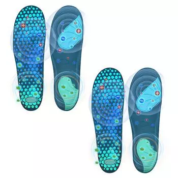 2 пары акупрессурных стелек, дышащие, ледяные шелковые, обезболивающие, противоскользящие, амортизирующие, мужские и женские, ортопедические, амортизирующие, массажные подушечки для ног 2pair