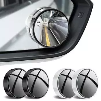2 пары автомобильных выпуклых зеркал с присоской для слепых зон, вращающихся на 360 градусов, водонепроницаемых, противотуманных, выпуклых серебряный