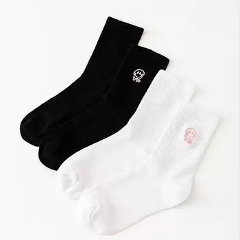 2 пары черно-белых забавных женских носков, хлопковые носки Y2k, милые носки с улыбкой, хип-хоп, корейский стиль, каваи, простая мода One Size