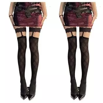 2 пары чулок с сердечками, длинные чулки в полоску выше колена, нижнее белье, чулки до бедра, вечеринка Stripe Black