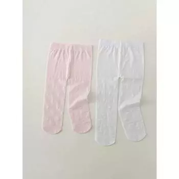 2 пары детских колготок для девочек, летние тонкие леггинсы, сетчатые чулки с сердечками, колготки для маленькой принцессы, белые, мягкий трикотаж 2-3Y