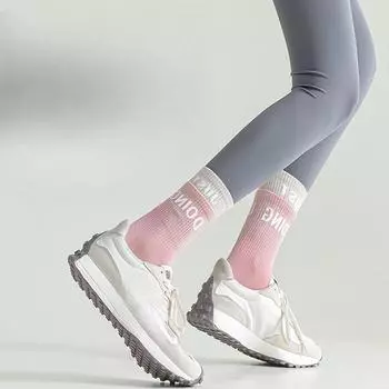 2 пары хлопковых дышащих носков до середины икры, однотонные полосатые спортивные носки для танцев и фитнеса белый