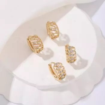 2 пары изящных маленьких серег-колец для женщин, ювелирные изделия с кубическим цирконием, повседневные аксессуары золотой