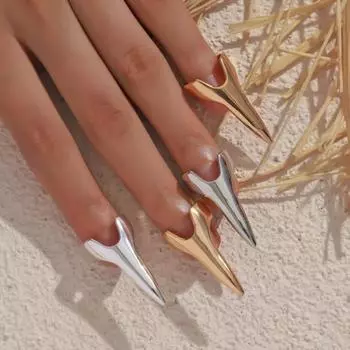 2 пары колец для украшения кончиков пальцев в стиле панк-рок на Хэллоуин, регулируемые кольца в виде готических когтей на весь палец, набор для косплея, праздничной вечеринки розового золота