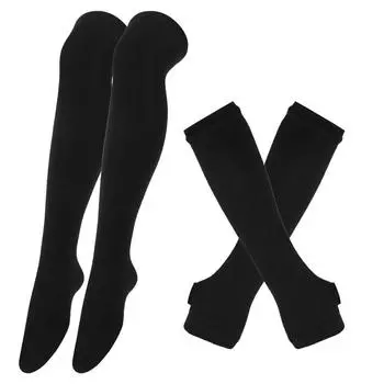 2 пары/комплект женские готические панк выше колена длинные полосатые носки женские перчатки до бедра хлопковые носки милый рождественский подарок One Size