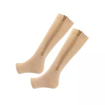 2 пары компрессионных чулок, спортивные, нескользящие, с застежкой-молнией, профессиональные носки для голени, принадлежности s/m