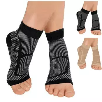 2 пары компрессионных носков - носки для облегчения подошвенной боли для мужчин и женщин - чулки с открытым носком, поддерживающие лодыжку, носилки для пятки L/XL чёрный