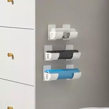 2 пары кронштейнов для хранения, настенный держатель для мешков для мусора, компактный органайзер из пластиковой пленки для кухни и дома