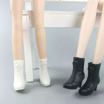 2 пары/лот Модная кукольная обувь для куклы Барби Ботинки на высоком каблуке для куклы Блайз Обувь 1/6 BJD Кукольный домик Аксессуары Игрушка чёрный