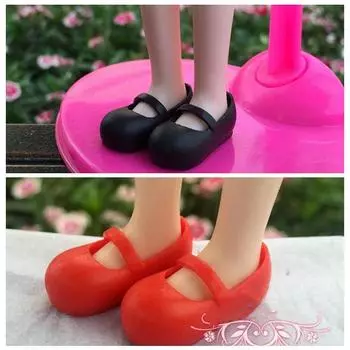 2 пары/лот Туфли Мэри Джейн для кукол Блайз 1:6 Повседневная обувь для кукольного домика Licca Мини-туфли для 1/6 BJD Модный аксессуар для кукол разноцветный