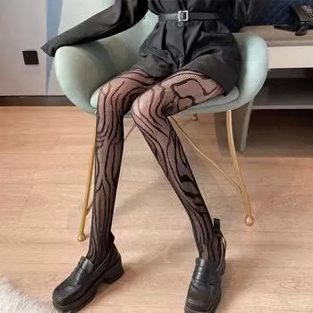 2 пары/лот женские ажурные сексуальные кружевные сетчатые чулки колготки женские чулки до бедра с геометрическим принтом колготки One size чёрный