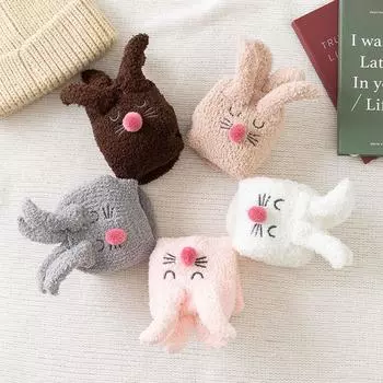 2 пары/лот женские повседневные однотонные зимние теплые гетры коралловые флисовые вязаные крючком носки милые носки с ушками кролика One size