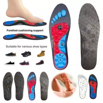 2 пары магнитных акупрессурных стелек, дышащие обезболивающие вставки для обуви для мужчин и женщин, поддержка свода стопы, ортопедические амортизирующие массажные подушечки для ног S