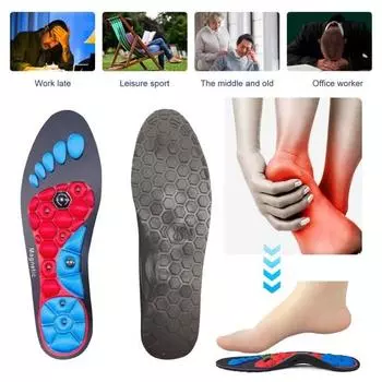 2 пары магнитных акупрессурных стелек, дышащие обезболивающие вставки для обуви для мужчин и женщин, поддержка свода стопы, ортопедические амортизирующие массажные подушечки для ног S