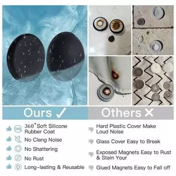 2 пары магнитов для занавесок для душа, сильные магнитные, устойчивые к ржавчине, сверхпрочные, никогда не ломаются и не падают, держатели для занавесок для душа белый