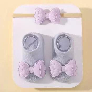 2 пары милых детских носков с бантами, свежие конфетные цвета, дышащие короткие носки со сладкой цветочной повязкой на голову, эластичная повязка для волос для новорожденных