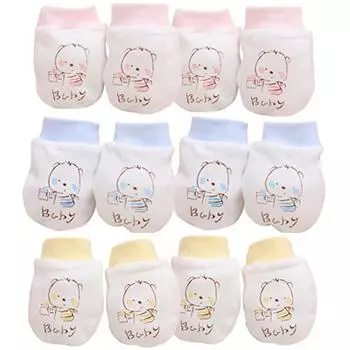 2 пары милых мультяшных варежек для маленьких мальчиков и девочек, мягкие перчатки с защитой от царапин жёлтый