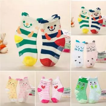 2 пары мягких хлопковых противоскользящих носков до щиколотки с героями мультфильмов для маленьких мальчиков и девочек M