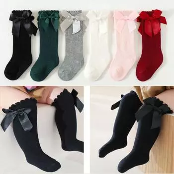 2 пары носков принцессы из жаккарда, хлопковые гольфы, мягкие длинные носки для девочек, студентов, малышей чёрный