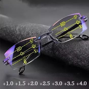 2 пары новых очков для чтения без оправы, женские бифокальные очки с защитой от синего света и дальнозоркостью, очки для дальнозоркости + 10,5 + 2a 1