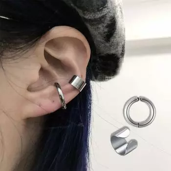 2 пары поддельных сережек для женщин, серьги-каффы из нержавеющей стали, накладные серьги на хрящ для мужчин, серебряные/черные/золотые, крутые панк-ювелирные изделия
